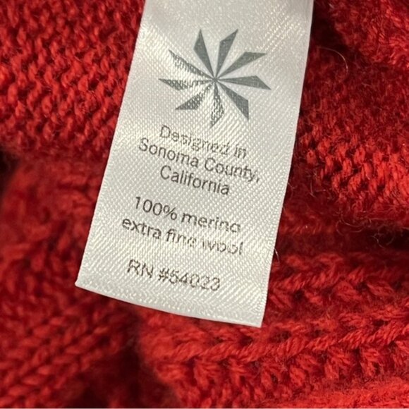 Athleta 100% merino wool sporty hooded Red Cable Knit sweater Dress size medium - Picture 8 of 12